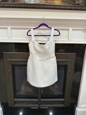 Oh Polly White Textured Mini Dress with Wide Straps